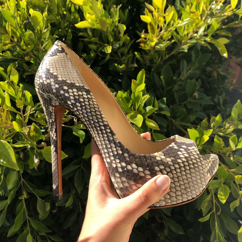 Alexandre Birman Python Peeptoe Platform Heels